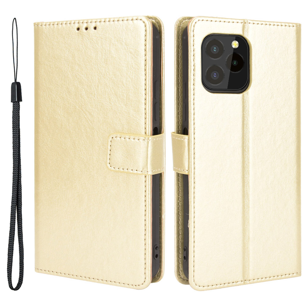 

pu Leder Crazy Horse Textur Wallet Stand Design Telefonschale Für Oukitel C21 Pro - Gold, Other Phone Models