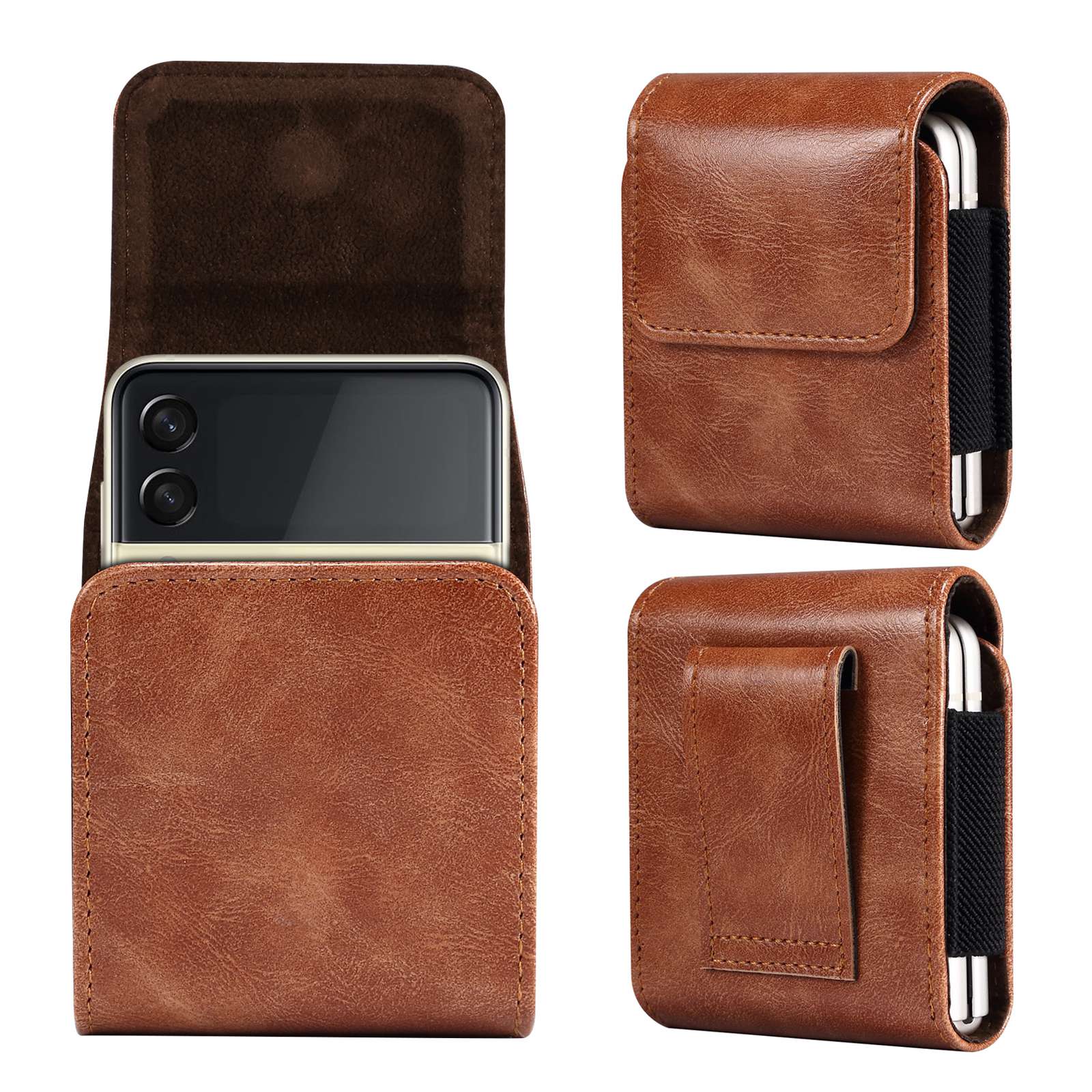 

Für Samsung Galaxy Z Flip/Z Flip 5G/Z Flip3 5G/Huawei P50 Taschengürtel Taillenbeutel Mikrofaser Leder Vertikales Flip Mobiltelefongürtelschleife Holster Hülle, Huawei P50 Pocket