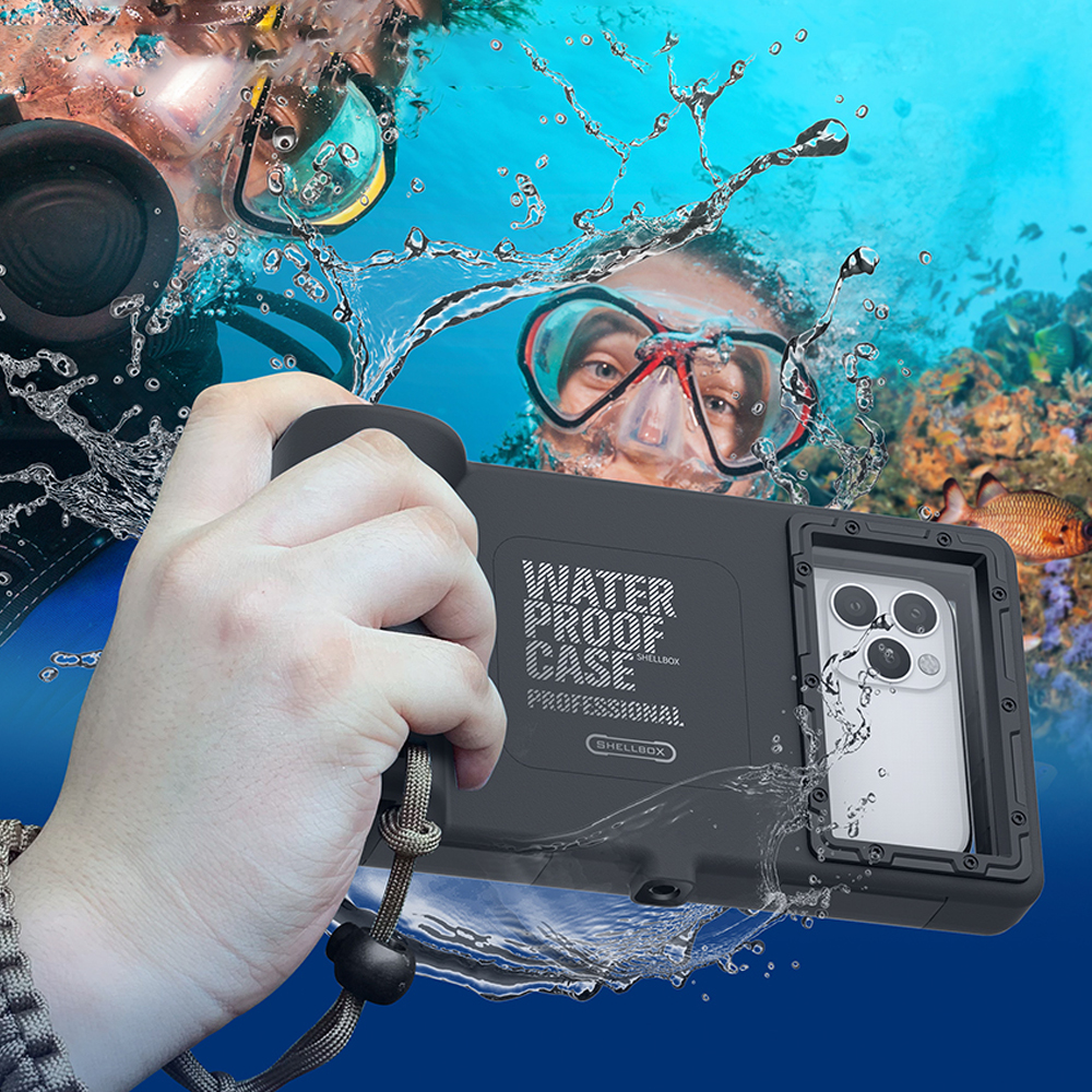 

Für 4,7-6,7 Zoll Smartphone IP68 15 M Wasserdichte Kamera High Perspektive Fensterhülle Mit Handlichem Riemen - Schwarz, Universal