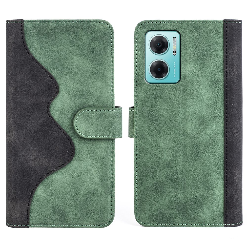 

Für Xiaomi Redmi Note 11e 5g / 10 5g / 10 Prime+ 5G Faltbarer Stand Wallet Function Spleißdesign Leder Magnetische Anti-fall-telefon-shell-hülle - Grün, Xiaomi Redmi Note 11E 5G