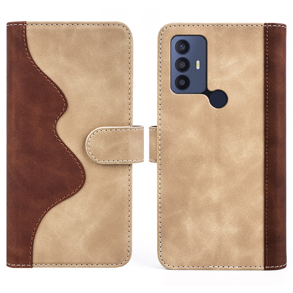 

Für TCL 30 SE/30E/305/306 Gut Geschützte Stand Wallet Wallet Function Spleißdesign Leder Magnetschließende Telefonschale Hülle - Gelb, TCL 30 SE