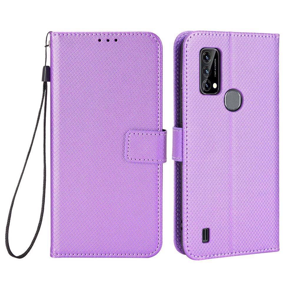 

Für Blackview A50 Diamond Textur PU Leder Hülle Handgurt Folio Stand View Wallet Style Flip Cover - Violett, Blackview A50 4G