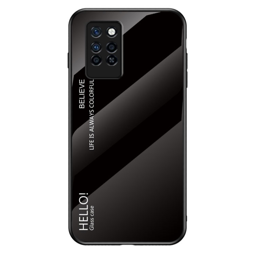 

Für Infinix Hinweis 10 Pro Tempered Glass + PC Back + TPU Gut Geschützte Deckungsgradienten-design-anti-kratzer-telefonhülle - Schwarz, Infinix Note 10 Pro