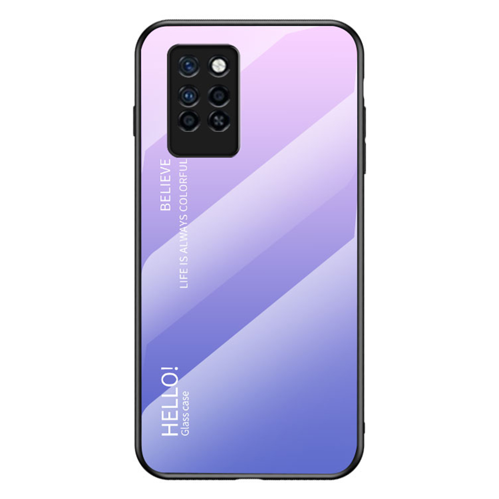 

Für Infinix Hinweis 10 Pro Tempered Glass + PC Back + TPU Gut Geschützte Deckungsgradienten-design-anti-kratzer-telefonhülle - Gradient Pink Purpur, Infinix Note 10 Pro