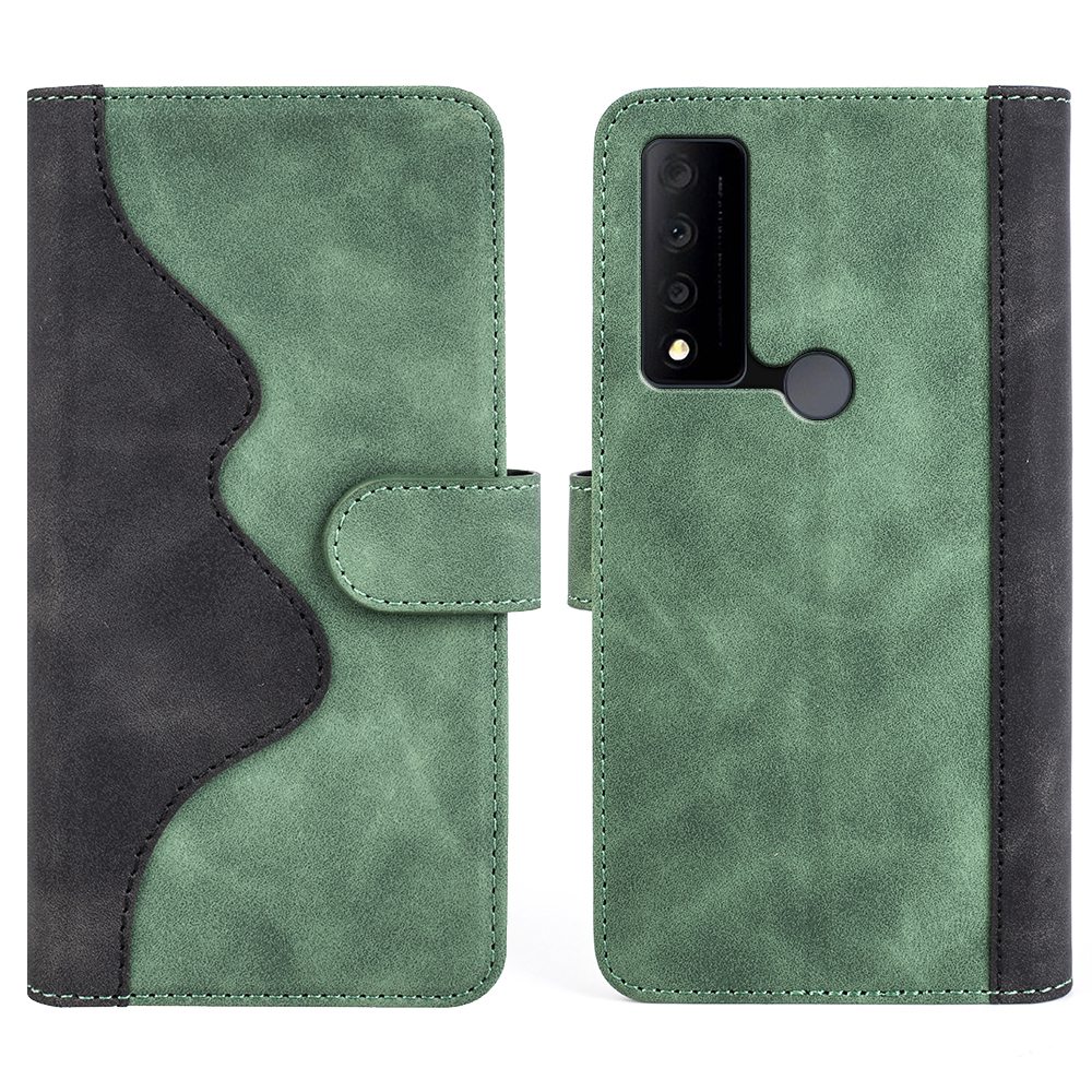 

Für TCL 30 V 5G Stylish Spleißdesign Ständer Brieftasche Telefonabdeckung PU Leder + TPU -schutzhülle - Grün, TCL 30 V 5G