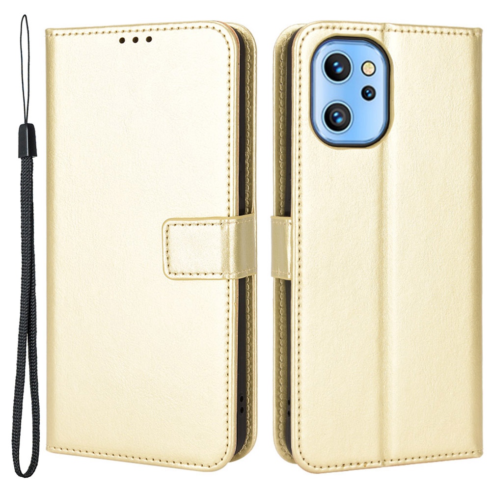 

Für Umiidigi A13/A13S/A13 Pro Anti-scratch Phone Cover Crazy Horse Textur Split Leder Buch Hülle Wallet Stand Magnetic Clospure Flip Cover - Gold, Umidigi A13