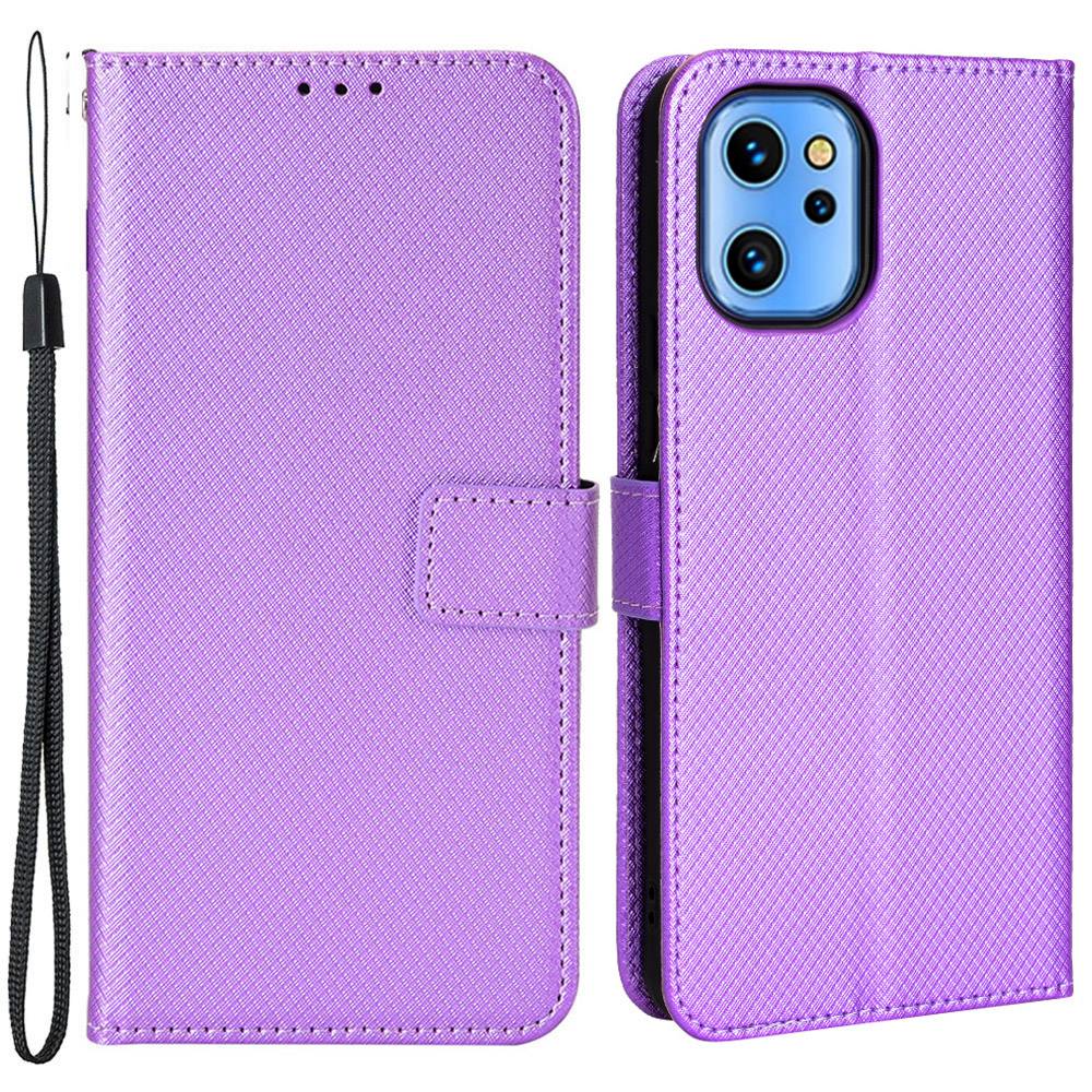 

Für Umiidigi A13/A13S/A13 Pro Slim Folio Flip Phone Case Wallet Diamond Textur PU Leder -mobiltelefonabdeckung Mit Riemen - Violett, Umidigi A13