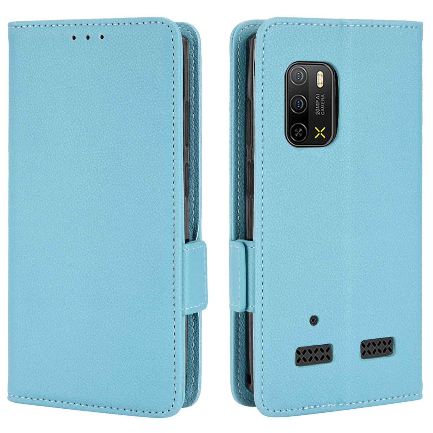 

Für Ulefone Rüstung X10 4g/rüstung X10 Pro 4g Litchi Textur Wallet Toual Magnet Klasp pu Lederständer Flip Folio -telefonabdeckung - Baby Blau, Ulefone Armor X10 4G