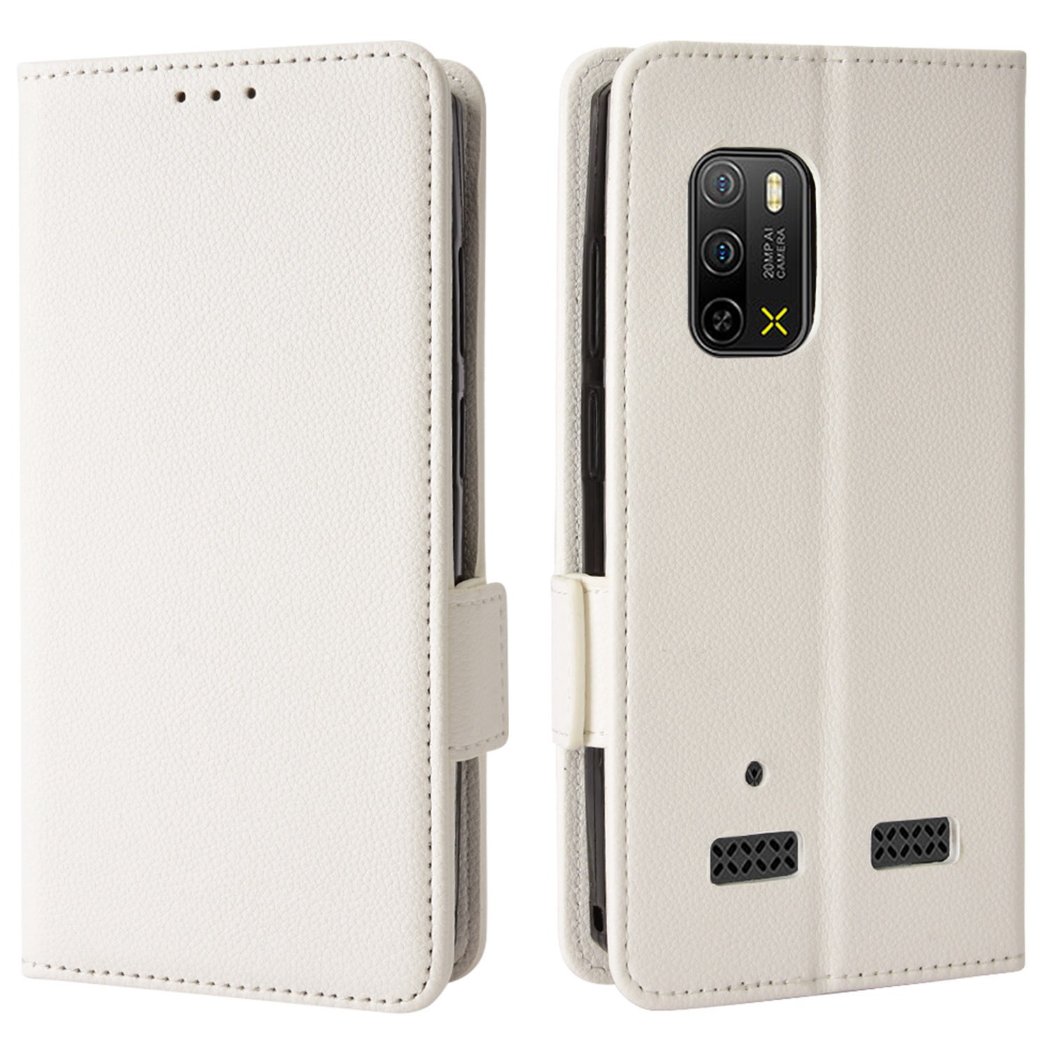

Für Ulefone Rüstung X10 4g/rüstung X10 Pro 4g Litchi Textur Wallet Toual Magnet Klasp pu Lederständer Flip Folio -telefonabdeckung - Weiß, Ulefone Armor X10 4G