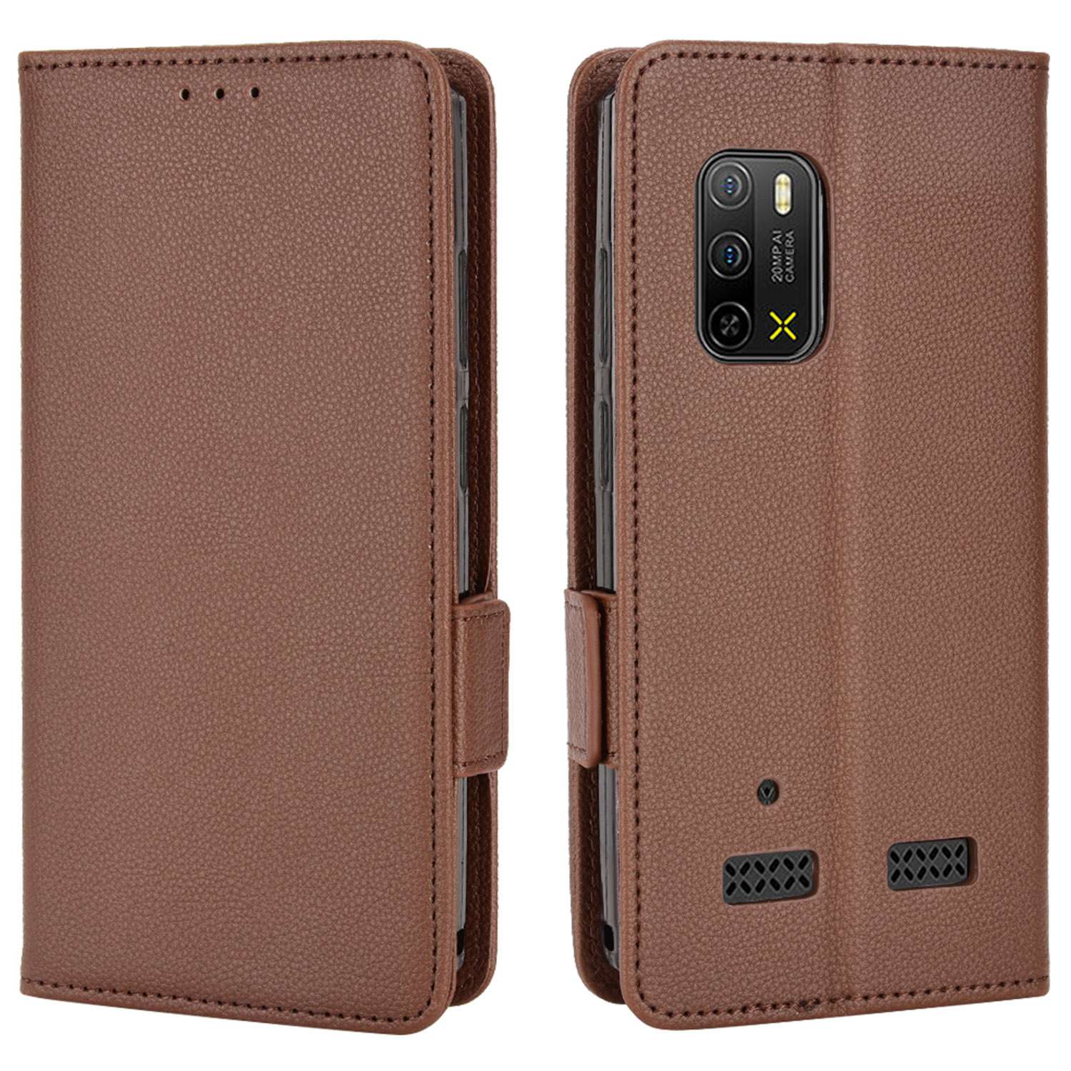 

Für Ulefone Rüstung X10 4g/rüstung X10 Pro 4g Litchi Textur Wallet Toual Magnet Klasp pu Lederständer Flip Folio -telefonabdeckung - Braun, Ulefone Armor X10 4G