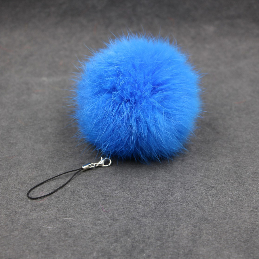 

Car Pendant Keychain Faux Fur Hair Ball Key Chain Pendant Toy for Cell Phone - Blue