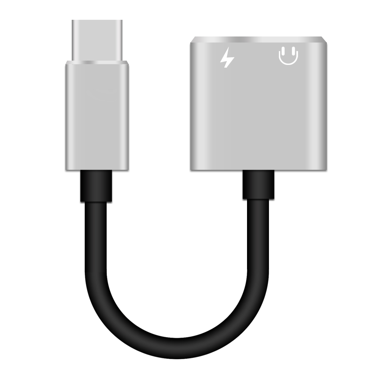 

Hat Prince USB Type-C До 3,5 Мм Джек Aux Audio + Type-C Женский Зарядки Порт-шнур Адаптер - Серебро, iPhone 12 mini