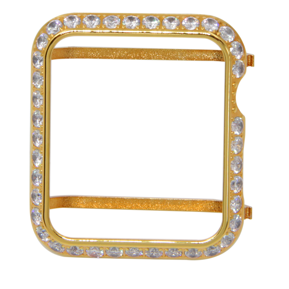 

Shiny One-row Rhinestone Decor Metal Protective Shell for Apple Watch Series 3/2/1 42mm - Gold, Apple Watch Series 3 42mm