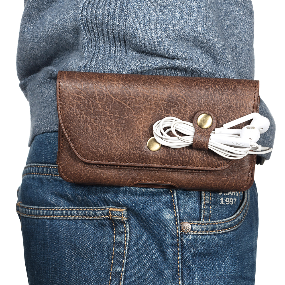 

4.7 inch Universal Portable Phone Pouch Leather Waist Bag for iPhone Samsung etc - Brown, iPhone 8 4.7 inch