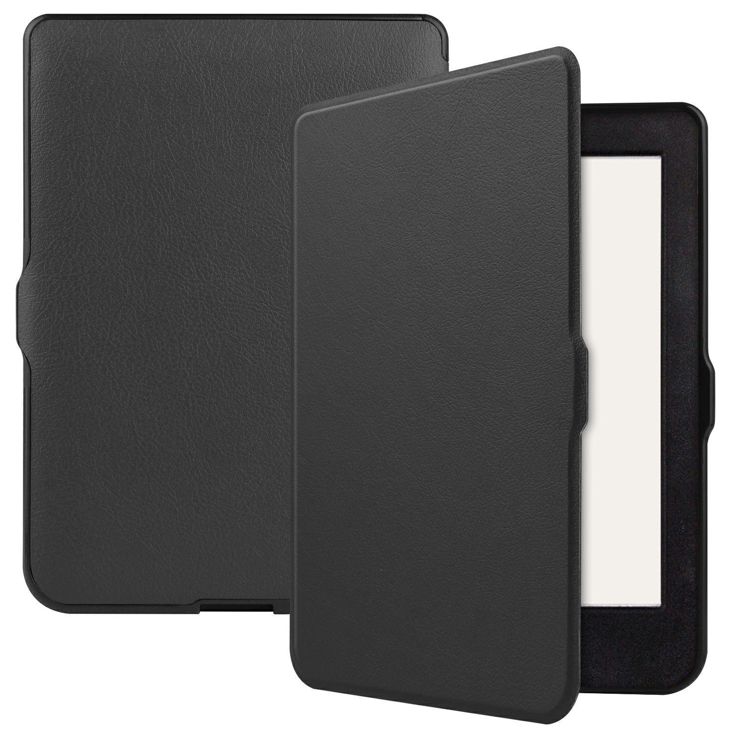 Solid Color PU Leather Wake/Sleep Flip Case for Kobo Nia (2020) - Black