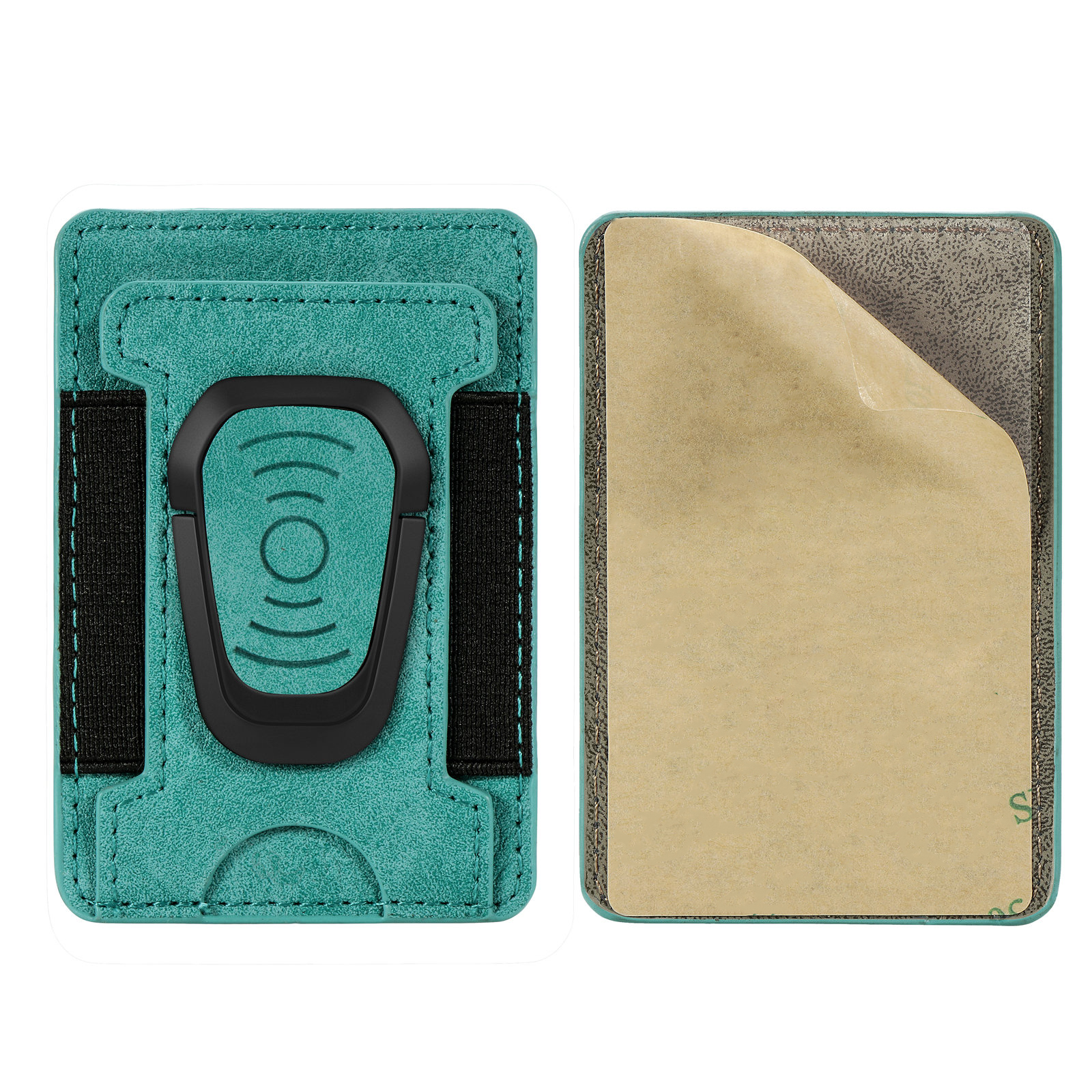 

Litchi Texture PU Кожаный Мобильный Телефон Back Stick Bracket Card Сумка - Зеленый, Universal