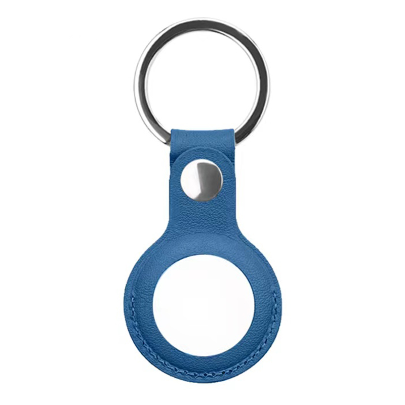 

MUTURAL PU Leather Case Key Ring for AirTag Location Tracker Protective Keychain Sleeve Cover - Blue, AirTag