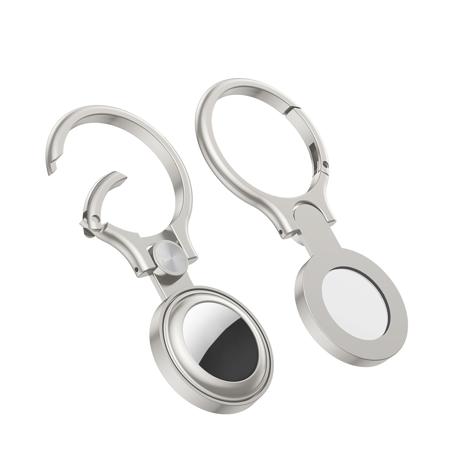

Metal Protective Cover with Ring Hook for AirTag - Silver, AirTag