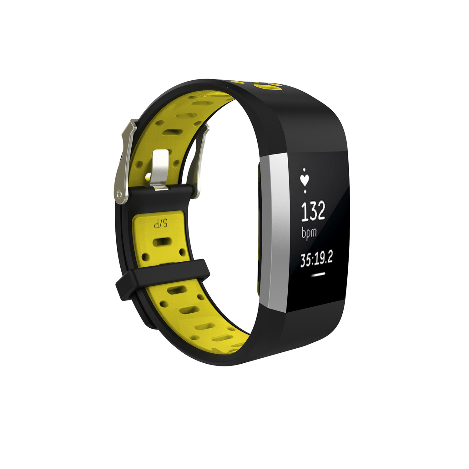 

Bi-color Soft Silicone Watch Band Replacement for Fitbit Charge 2 - Black + Yellowgreen, Size: S, iPhone 12 mini