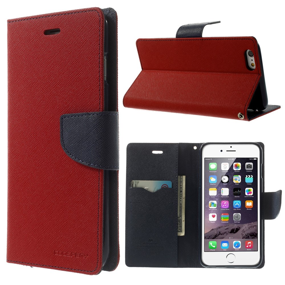 

Mercury GOOSPERY Fancy Diary Leather Wallet Case for iPhone 6 Plus / 6s Plus w/ Stand - Red, iPhone 6 Plus 5.5 inch