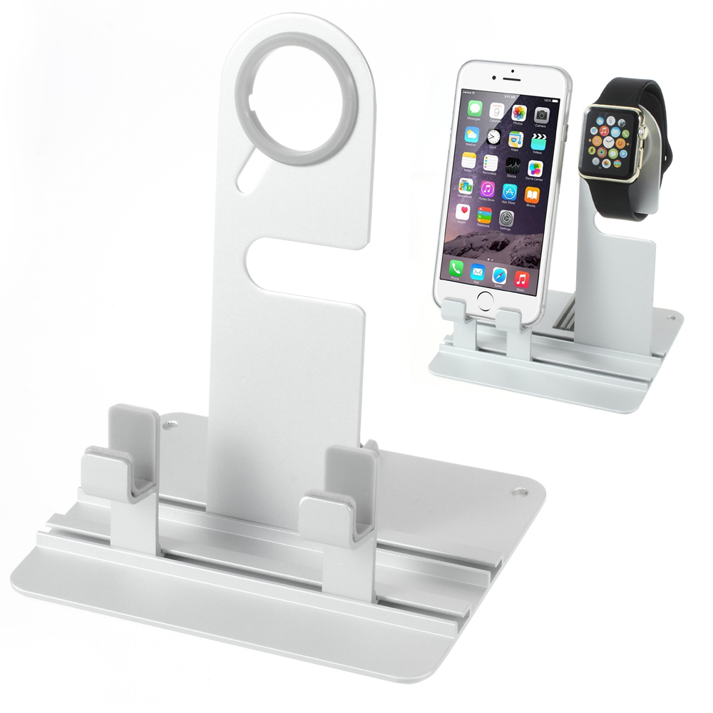 

Silver Color Aluminium Alloy Watch Stand Mount for Apple Watch 38mm / 42mm / iPhone 6s 6, Apple Watch Series 1 38mm