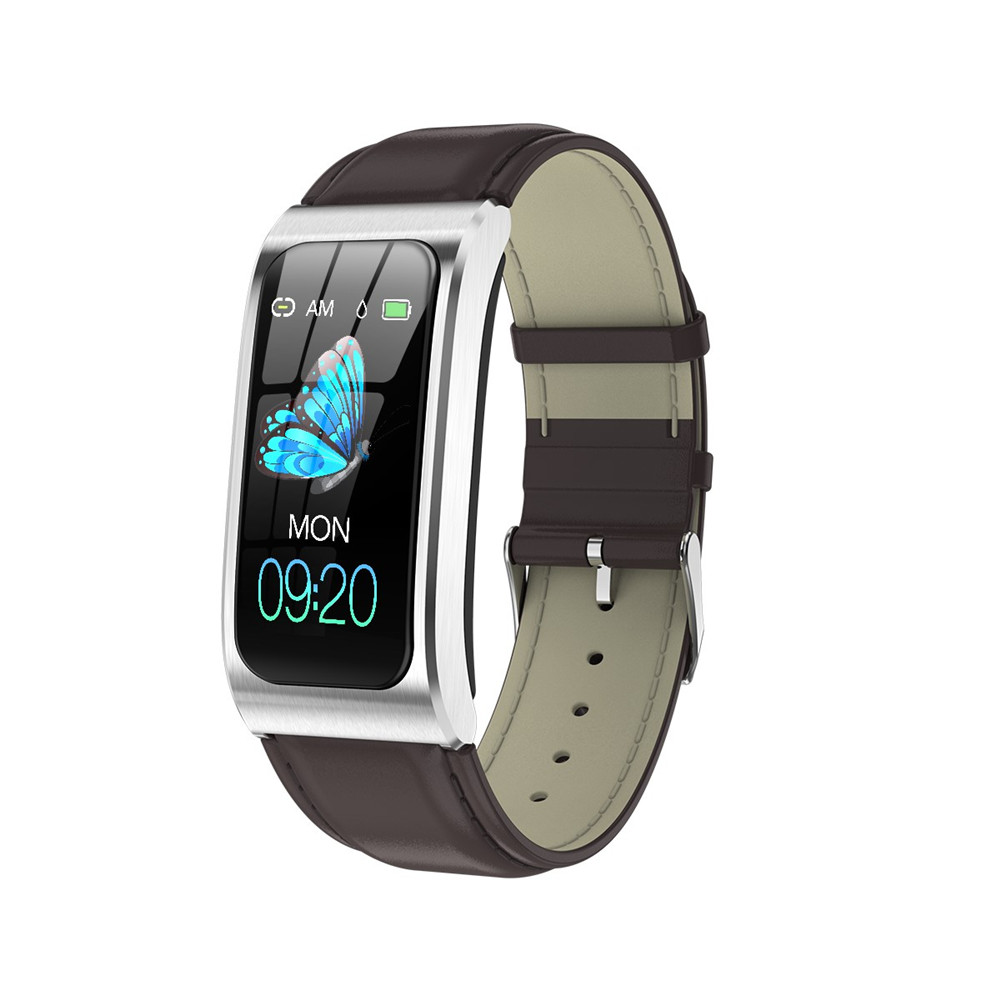 

AK12 1.14 Color Screen HD IP67 Waterproof Sport Smart Watch - Coffee/Silicone Strap