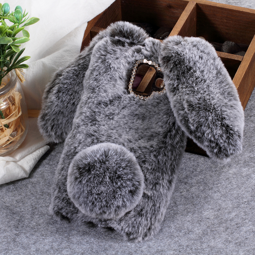 

Rabbit Shape Fluffy Fur Coated Rhinestone TPU Protection Case for Samsung Galaxy A6 (2018) - Dark Grey, Galaxy A6 (2018)