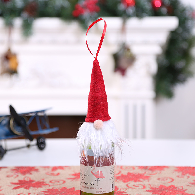 

Wine Bottle Cap Cover Christmas Dinner Party Christmas Eve Ornament - Red