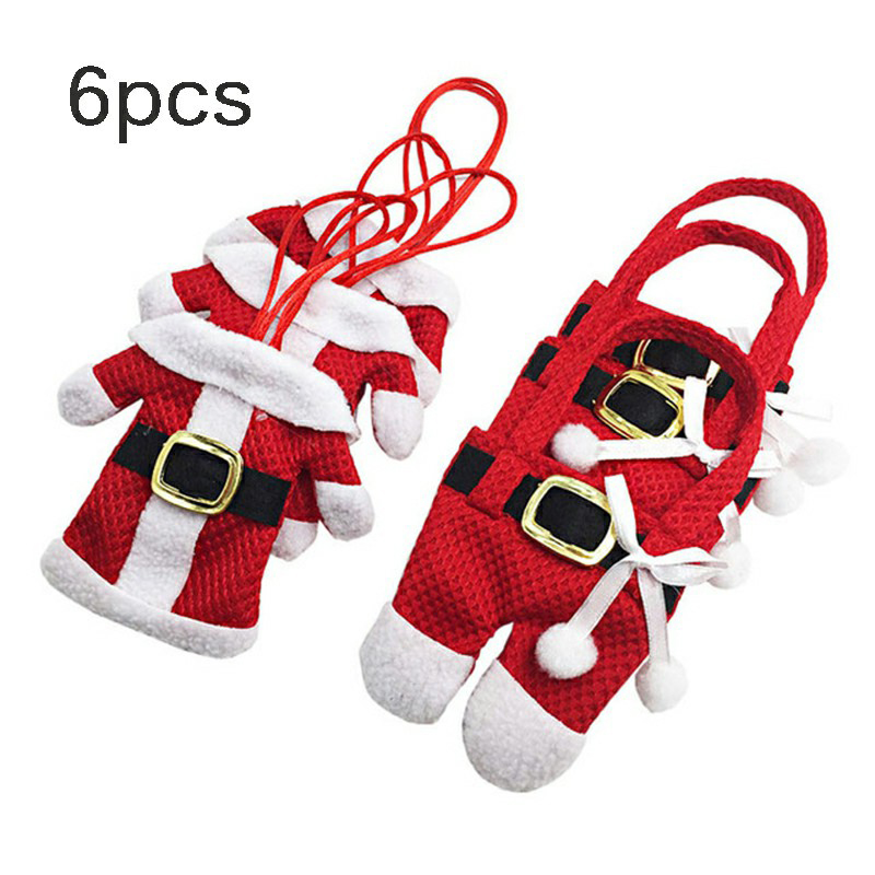 

6PCS/Lot Christmas for Home Decor Dinner Knife Fork Silverware Holders Pockets Santa Claus