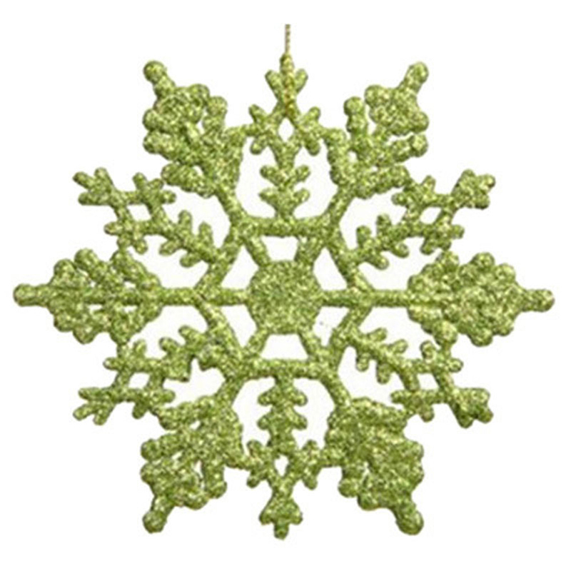 

12PCS/Pack Christmas Glitter Snowflake Hanger Plastic Snowflake Ornaments - Green