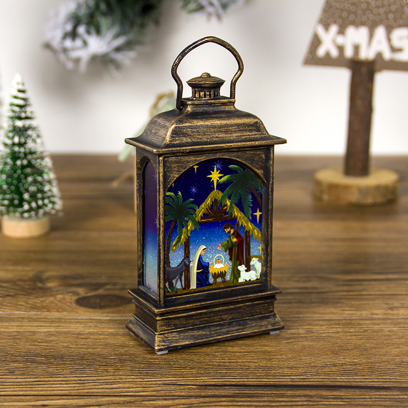 

Christmas Decoration Light Ornament Painted Wind Lamp Hanging Candlestick Lamp - Religion/Bronzy