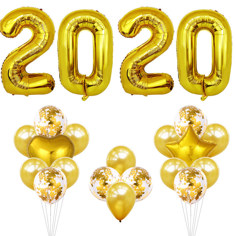 

16-inch Aluminum Foil Number Balloons Set Party Christmas Festival Decoration - Gold