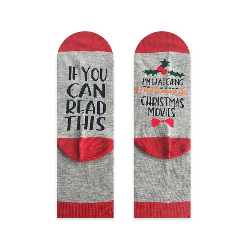 

Watching Christmas Movie Socks Letters Printed Warm Sock Christmas Gift - Red