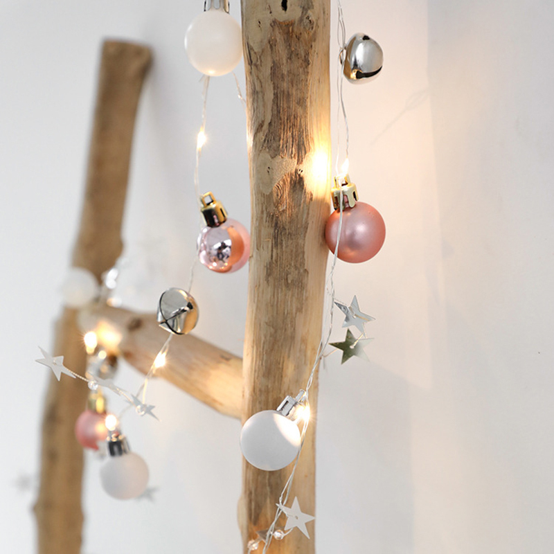 

Christmas LED Light String Bell Wishing Bottle Star Ball Party Decor Light - Pink/White/Ball Bell