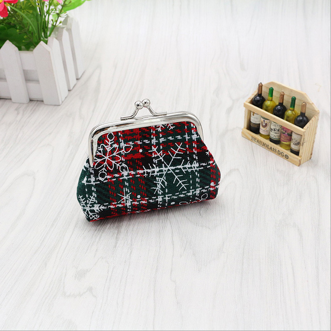 

Classic Style Adorable Plaid Fabric Hasp Coin Purse Zipper Mini Wallet for Christmas Gift - C Style