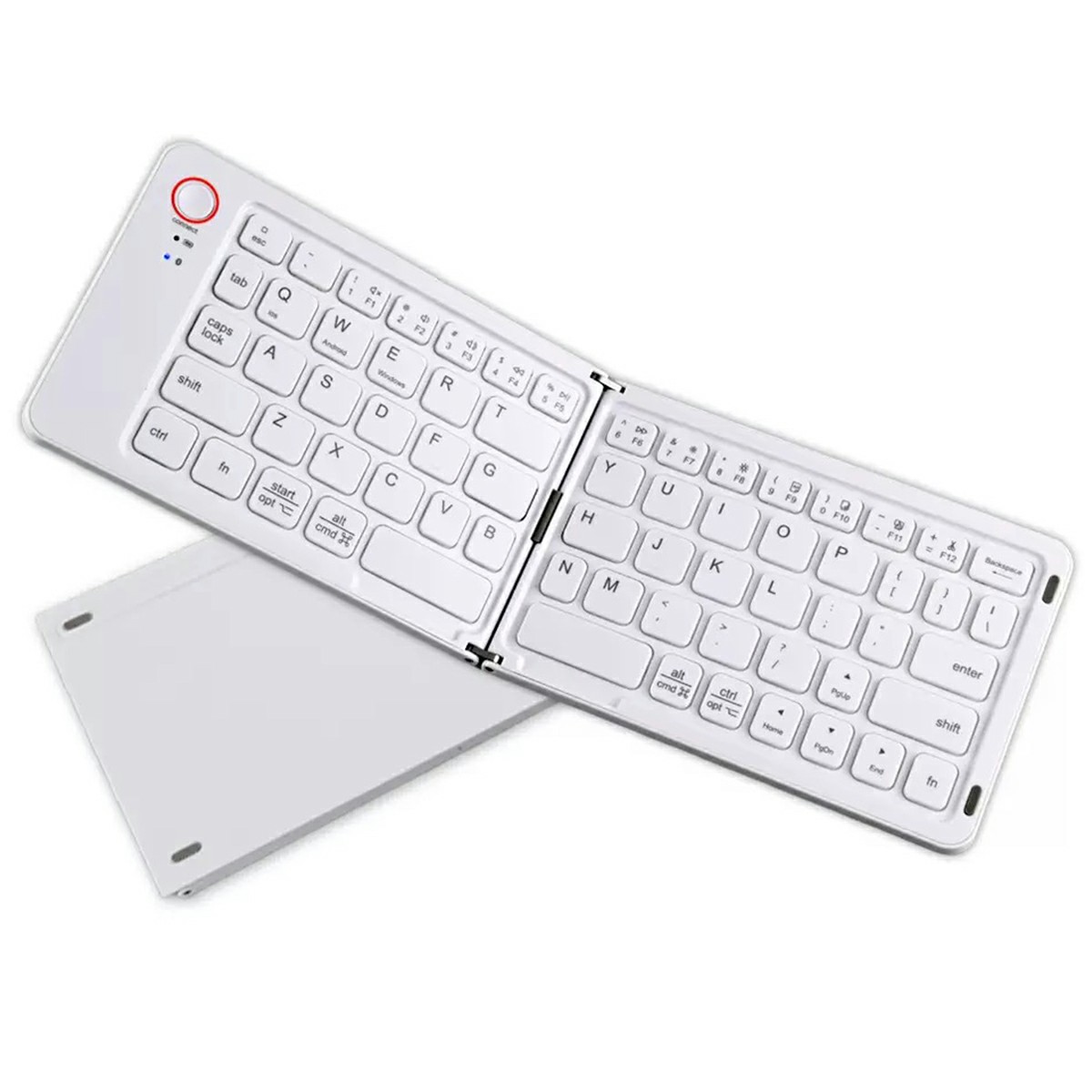 B023 68-Key Wireless Keyboard Magnetic Folding Bluetooth-compatible Keyboard with Phone Holder Stand - White