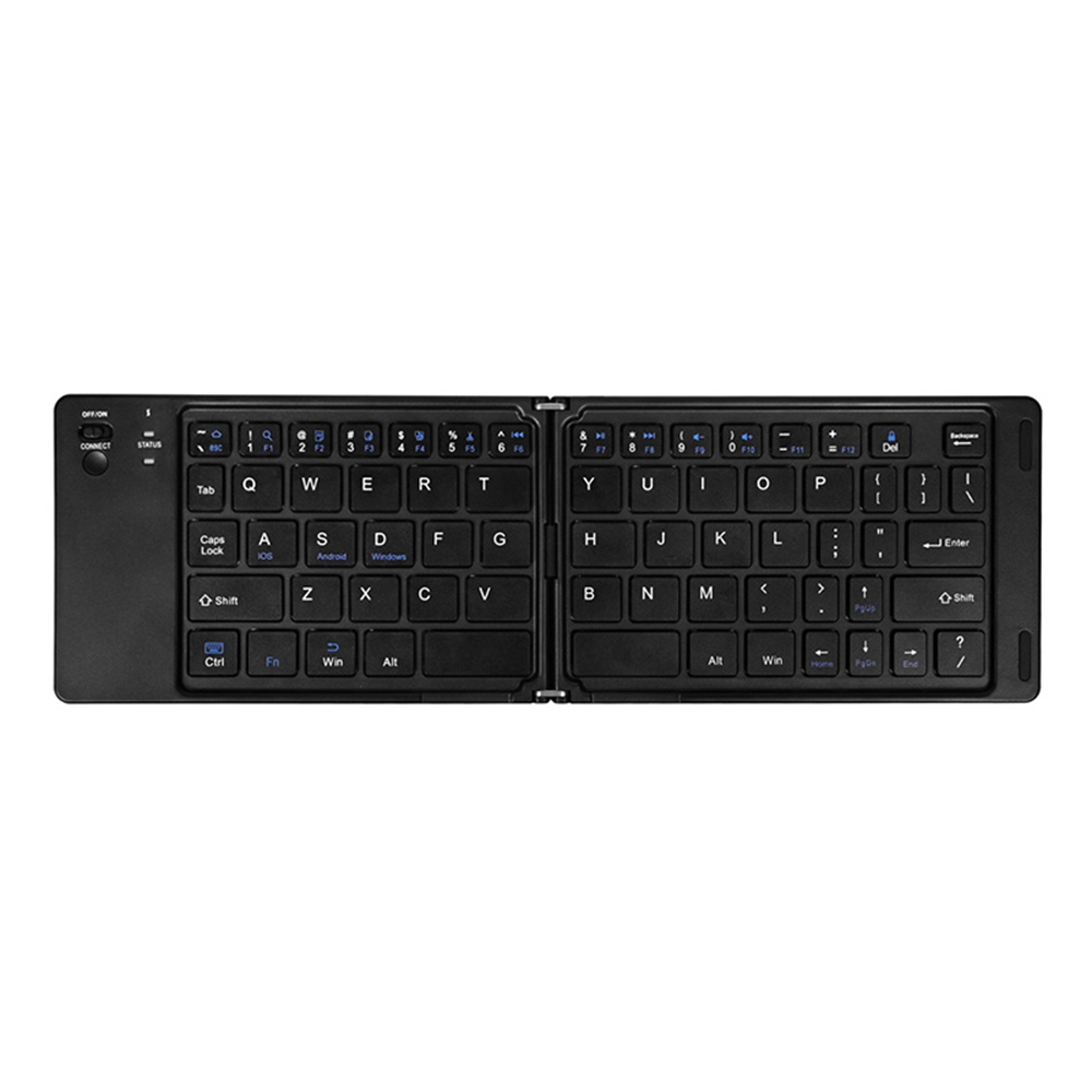 B028 Wireless Keyboard Bluetooth-compatible Foldable Keyboard for iPad Tablet Phone Laptop - Black