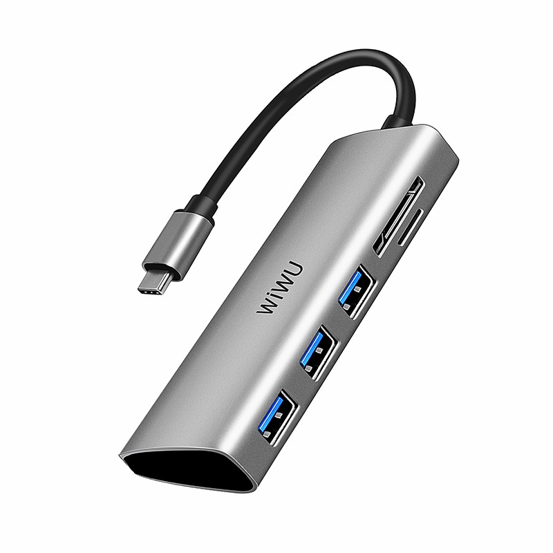 

Wiwu Alpha A532ST 5-in-1 USB3.0*3+SD+TF Aluminiumlegierung Multifunktionstyp-c-hub