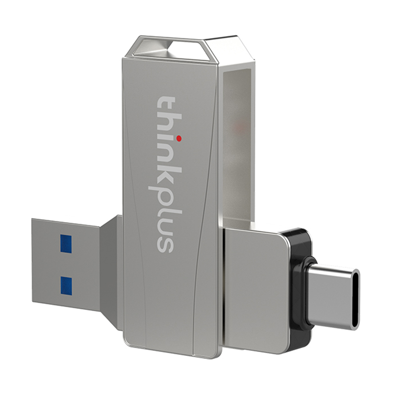 LENOVO THINKPLUS MU252 64GB USB+Type C 2-in-1 Memory Stick Fast Data Reading Speed Rotation Design USB C 3.1 Thumb Flash Drive