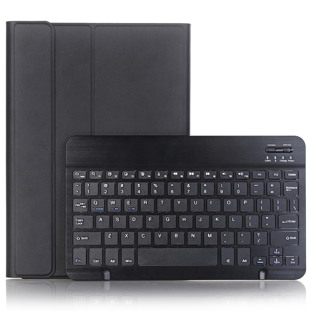 A13B For iPad Pro 11 (2024) Leather+TPU Tablet Cover Bluetooth-compatible Keyboard Case with Pen Slot - Black