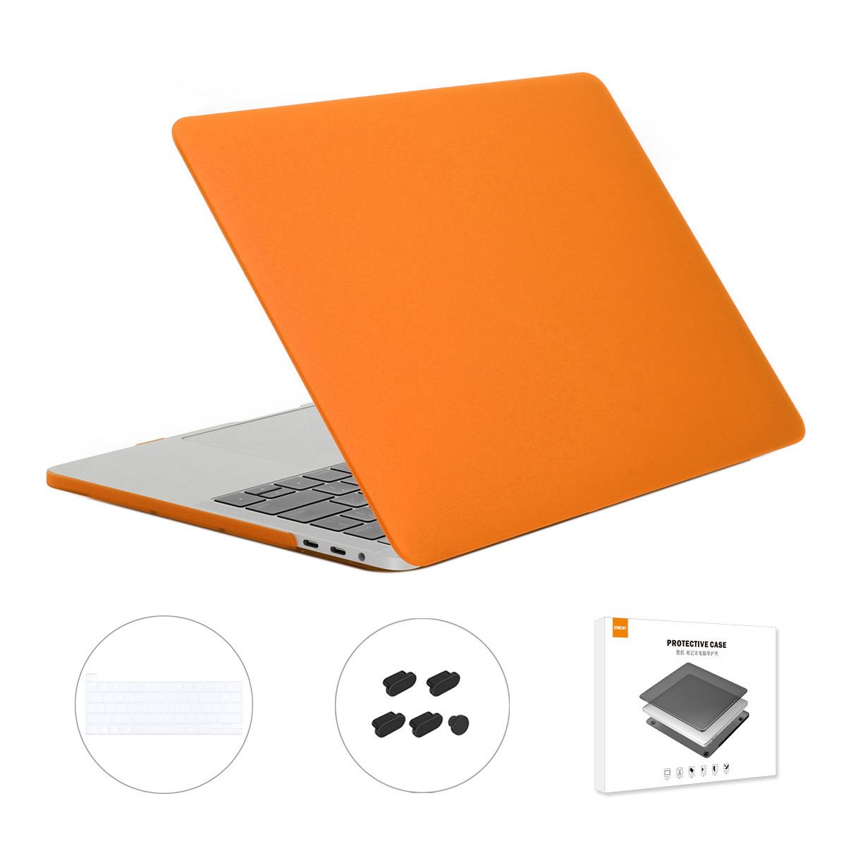

Hat-prince 3-in-1 Hard-laptop-hülle + Tpu-tastaturabdeckung + Staubsicherer Stecker Für MacBook Pro 16 Zoll Mit Touch Bar (2019) A2141 (us-version) - Orange