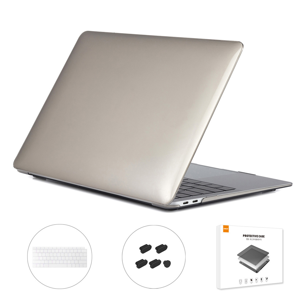 

Enkay Für MacBook Air 13 Zoll (2018-2019) A1932 (US-Version) Hat-Prince 3-in-1-Laptop-Kristallgehäuse + Super Slim-Tastatur-Folie + Staubdichter Stecker - Grau, MacBook Air 13 inch (2018)