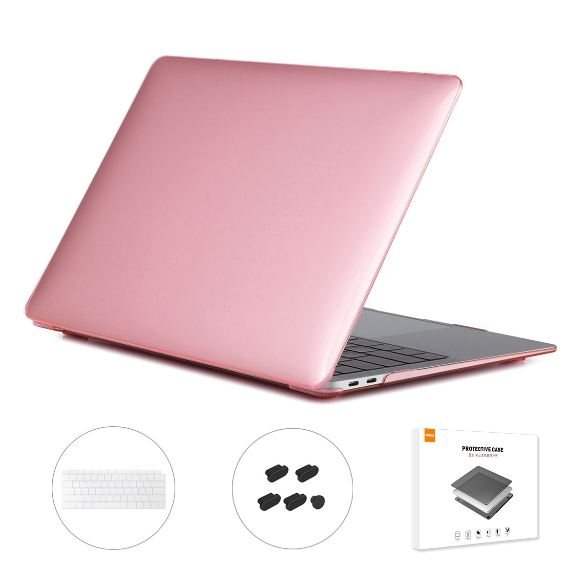 

Enkay Für MacBook Air 13 Zoll (2018-2019) A1932 (US-Version) Hat-Prince 3-in-1-Laptop-Kristallgehäuse + Super Slim-Tastatur-Folie + Staubdichter Stecker - Rosa, MacBook Air 13 inch (2018)