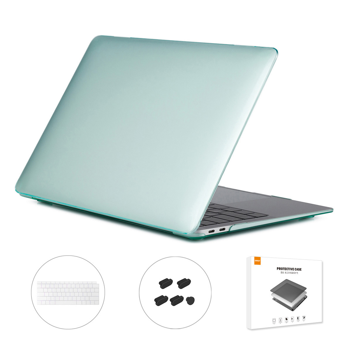 

Enkay Für MacBook Air 13 Zoll (2018-2019) A1932 (US-Version) Hat-Prince 3-in-1-Laptop-Kristallgehäuse + Super Slim-Tastatur-Folie + Staubdichter Stecker - Grün, MacBook Air 13 inch (2018)