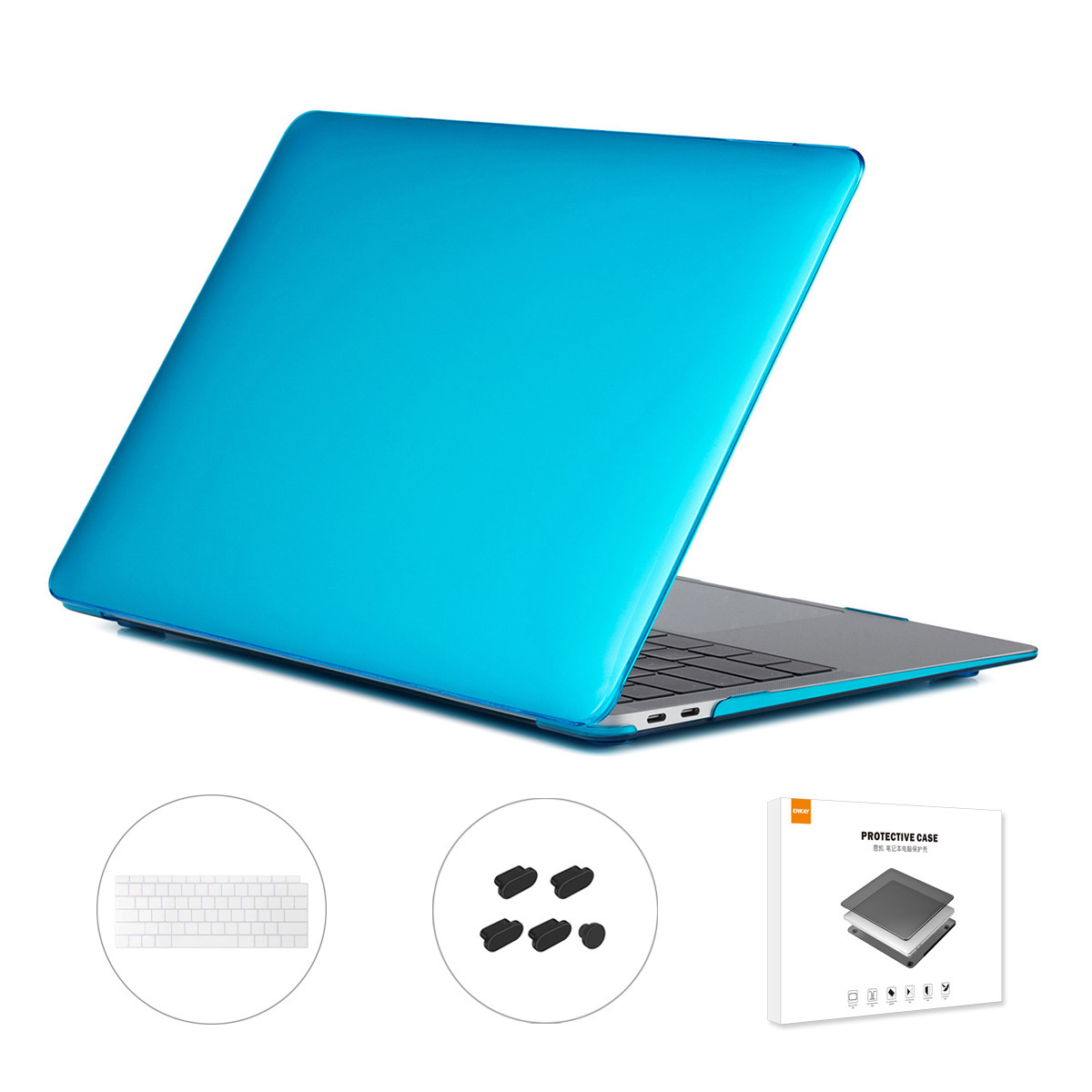 

Enkay Für MacBook Air 13 Zoll (2018-2019) A1932 (US-Version) Hat-Prince 3-in-1-Laptop-Kristallgehäuse + Super Slim-Tastatur-Folie + Staubdichter Stecker - Baby Blau, MacBook Air 13 inch (2018)