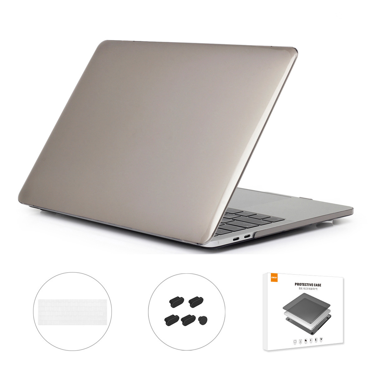 

Enkay Für MacBook Pro 15 Zoll Mit Touch Bar (2016-2017) A1707/(2018-2019) A1990 (eu-version) Matt PC Case + Ultra-slim-tpu-tastatur-protektor + Anti-staub-plugs 3-in-1-set - Grau