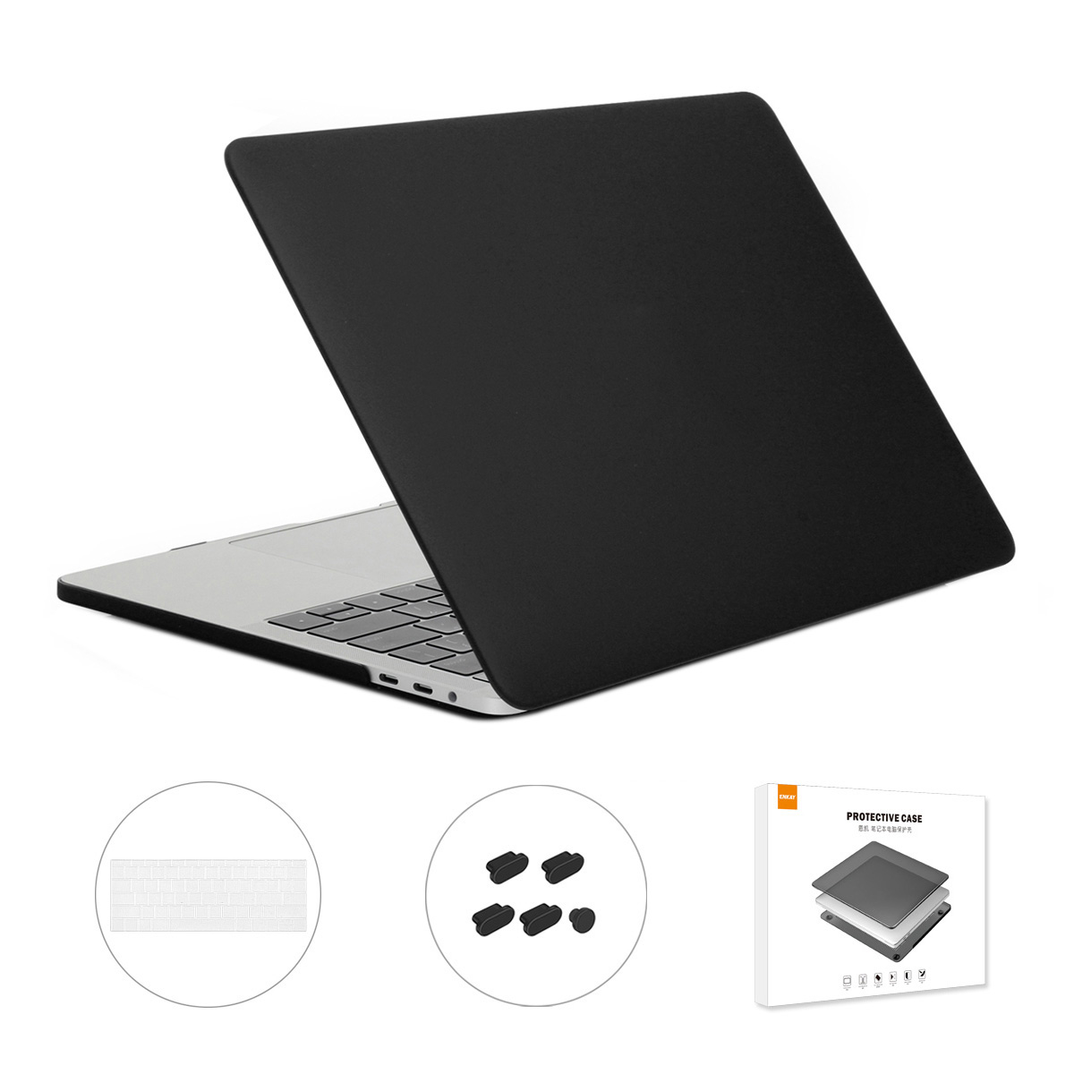 

Hat-prince 3-in-1 Hard-laptop-hülle + Tpu-tastaturabdeckung + Staubsicherer Stecker Für MacBook Pro 15,4-zoll A1707/A1990 (us-version, Mit Touch Bar) - Schwarz