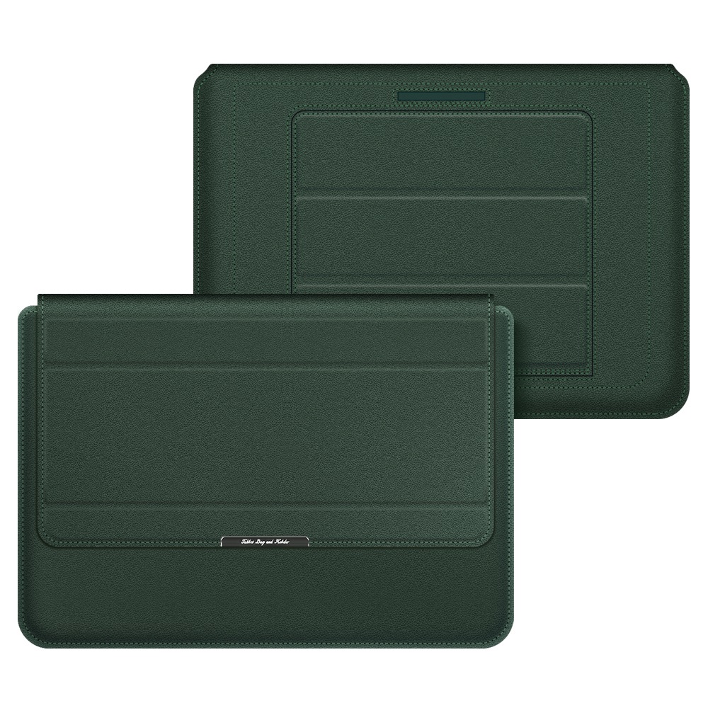 

Für 11/12 -Zoll -Notebook -Aufbewahrungstasche PU Leder Faltbarer Ständer Magnetlap Laptop -Hülle - Schwarzgrün, Macbook Air 11 inch (2015)