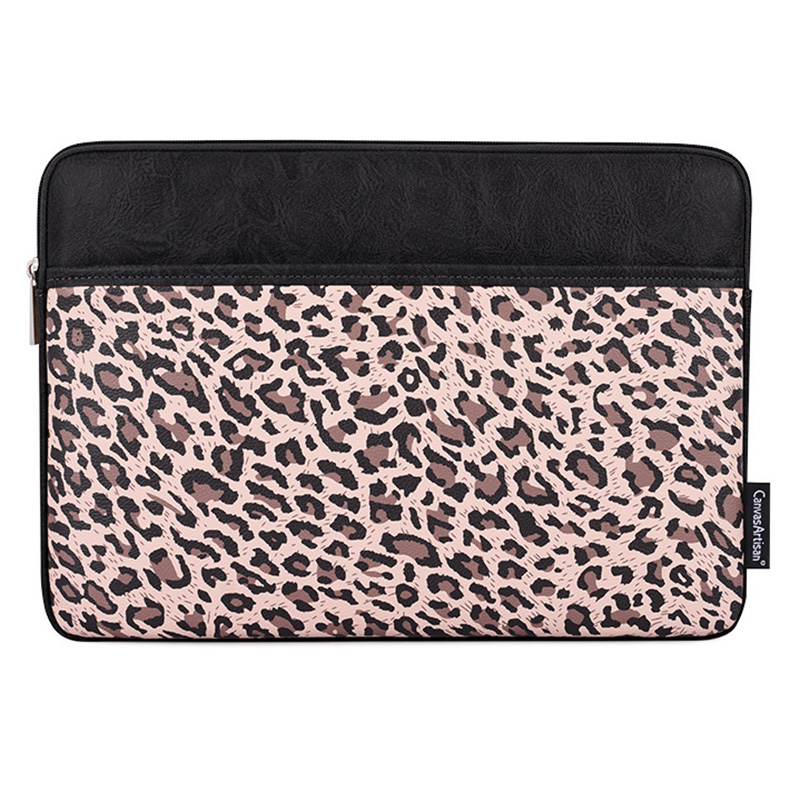 

Canvasartisan G31-36 15-zoll-laptop Schockfeste Reißverschlussbeutel Leopardenmuster PU Leder Notebook Schutzhülle - Schwarz, MacBook Pro 16 inch (2021)