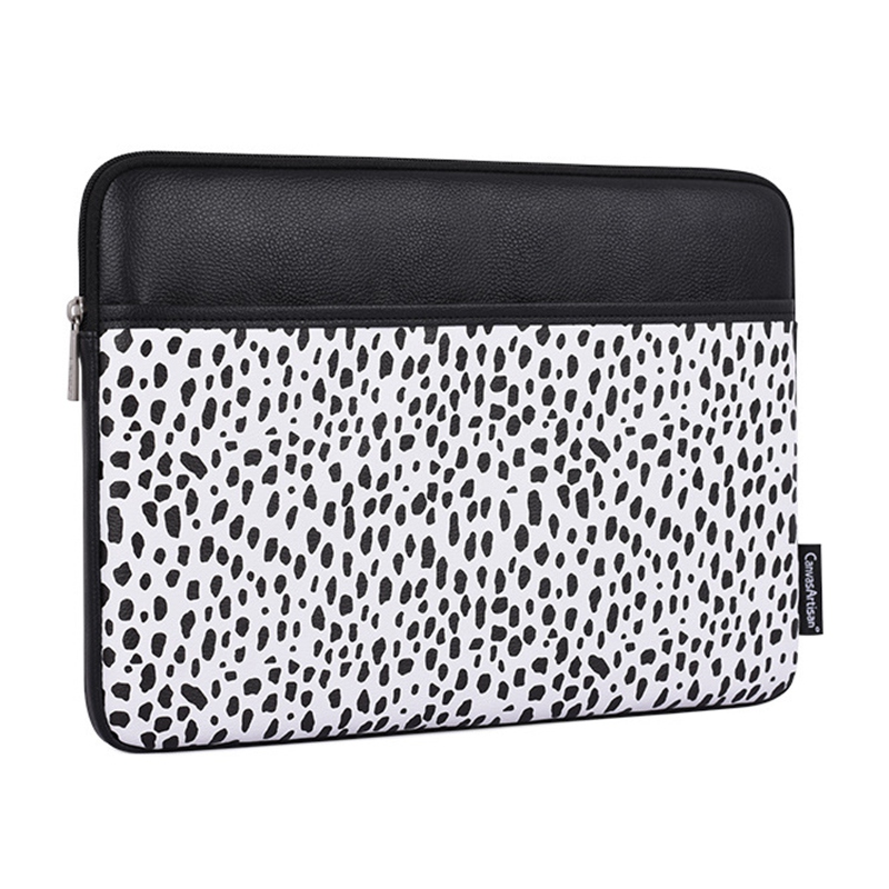 

Canvasartisan G36-36 14-zoll-schwarz Spotted PU Leder Notebook Schutzhülle Vordertasche Design Laptop Reißverschlussbeutel, MacBook Pro 14 inch (2021)